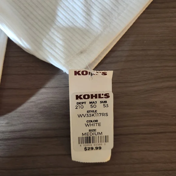 White Ribbed Women's Blouse - Picture 4 of 4